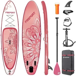 image:imageFBSPORT 11 Premium Stand Up Paddle Board Yoga Board with SUP Accessories amp Carry Bag  Wide Stance Surf Control NonSlip Deck Leash Paddle and Pump for Youth amp AdultPinkWhite