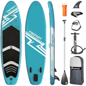 image:imageFBSPORT 11 Premium Stand Up Paddle Board Yoga Board with SUP Accessories amp Carry Bag  Wide Stance Surf Control NonSlip Deck Leash Paddle and Pump for Youth amp AdultLake Blue