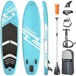 image:imageFBSPORT 11 Premium Stand Up Paddle Board Yoga Board with SUP Accessories amp Carry Bag  Wide Stance Surf Control NonSlip Deck Leash Paddle and Pump for Youth amp AdultIce Blue