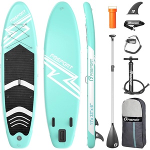 image:imageFBSPORT 11 Premium Stand Up Paddle Board Yoga Board with SUP Accessories amp Carry Bag  Wide Stance Surf Control NonSlip Deck Leash Paddle and Pump for Youth amp AdultMint Green