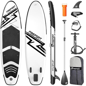 image:imageFBSPORT 11 Premium Stand Up Paddle Board Yoga Board with SUP Accessories amp Carry Bag  Wide Stance Surf Control NonSlip Deck Leash Paddle and Pump for Youth amp AdultBlack White