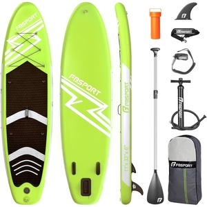 image:imageFBSPORT 11 Premium Stand Up Paddle Board Yoga Board with SUP Accessories amp Carry Bag  Wide Stance Surf Control NonSlip Deck Leash Paddle and Pump for Youth amp AdultFruit Green