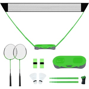 image:imageFBSPORT Badminton Set Badminton Sets for Backyards Portable Badminton Net Set with 2 Badminton Rackets 2 Shuttlecocks10x5ft Net Storage Base Easy Setup for Backyard Combo Complete Badminton Set