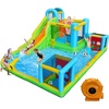 image:imageFBSPORT Inflatable Bounce House 9 in 1 Water Slide with Blower Bouncy House for Kids Indoor Outdoor Wet Dry Combo Water Bounce House with Football Shooting Water Gun Splash Pool Bounce Area HoseOne Football GameOne Pool