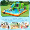 image:imageFBSPORT Inflatable Bounce House Water Slide Bounce House for Kids Indoor Outdoor Bouncy House with 550W Blower Bounce Castle with Slide Ball Shooting Water Gun Splash Pool Bounce Area Hose