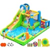 image:imageFBSPORT Inflatable Bounce House 9 in 1 Water Slide with Blower Bouncy House for Kids Indoor Outdoor Wet Dry Combo Water Bounce House with Football Shooting Water Gun Splash Pool Bounce Area HoseOne Football GameOne Pool
