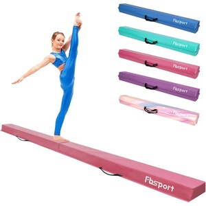 image:imageFBSPORT 810ft Balance Beam Folding Floor Gymnastics Equipment PU Leather for Kids AdultsNon Slip Rubber Base Gymnastics Beam for Training Practice Professional Home Trainingpink