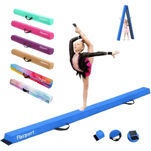 image:imageFBSPORT 8ft9ft95ft Balance Beam Folding Gymnastics Beam Foam Balance Floor Beam Equipment for Kids Adults Suede Cover Anti Slip Base with Carry Bag for Home School Gym TrainingBlue
