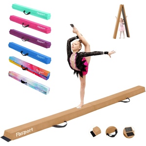 image:imageFBSPORT 8ft9ft95ft Balance Beam Folding Gymnastics Beam Foam Balance Floor Beam Equipment for Kids Adults Suede Cover Anti Slip Base with Carry Bag for Home School Gym TrainingBrown