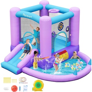 image:imageFBSPORT Bounce House with Slide for Toddler Kids 36 Indoor Backyard GreenPurple Blue