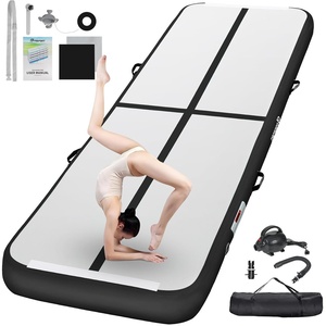 image:imageFBSPORT Inflatable Air Gymnastics Mat Training Mats 48 inches Thickness Gymnastics Tracks for Home UseTrainingCheerleadingYogaWater with PumpBlack