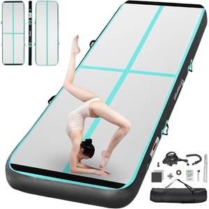 image:imageFBSPORT Inflatable Air Gymnastics Mat Training Mats 48 inches Thickness Gymnastics Tracks for Home UseTrainingCheerleadingYogaWater with PumpBlack Green