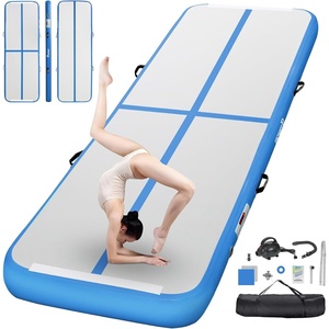 image:imageFBSPORT Inflatable Air Gymnastics Mat Training Mats 48 inches Thickness Gymnastics Tracks for Home UseTrainingCheerleadingYogaWater with PumpBlue