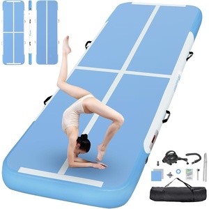 image:imageFBSPORT Inflatable Air Gymnastics Mat Training Mats 48 inches Thickness Gymnastics Tracks for Home UseTrainingCheerleadingYogaWater with PumpLight Blue