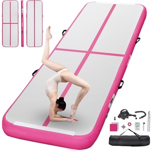 image:imageFBSPORT Inflatable Air Gymnastics Mat Training Mats 48 inches Thickness Gymnastics Tracks for Home UseTrainingCheerleadingYogaWater with PumpPink