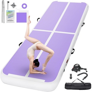 image:imageFBSPORT Inflatable Air Gymnastics Mat Training Mats 48 inches Thickness Gymnastics Tracks for Home UseTrainingCheerleadingYogaWater with PumpPurpleGreen