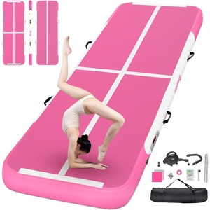 image:imageFBSPORT Inflatable Air Gymnastics Mat Training Mats 48 inches Thickness Gymnastics Tracks for Home UseTrainingCheerleadingYogaWater with PumpRose