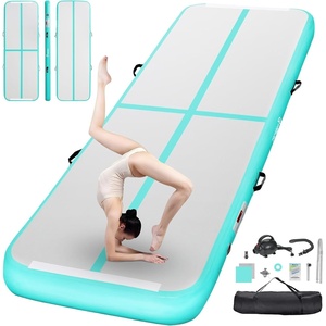 image:imageFBSPORT Inflatable Air Gymnastics Mat Training Mats 48 inches Thickness Gymnastics Tracks for Home UseTrainingCheerleadingYogaWater with Pumplight green
