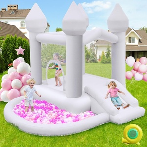 image:imageFBSPORT White Bounce House Inflatable Bouncer with Air BlowerIndoor amp Outdoor Bouncy Castle with Big Ball Pit for Wedding Party Kids Birthday Party Easy to InstallWhite