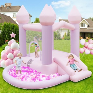 image:imageFBSPORT White Bounce House Inflatable Bouncer with Air BlowerIndoor amp Outdoor Bouncy Castle with Big Ball Pit for Wedding Party Kids Birthday Party Easy to InstallPurple Pink