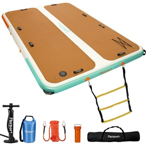 image:imageFBSPORT Inflatable Floating Dock 10ft Inflatable Swim Platform Dock for Lake Inflatable Water Floating Dock Mat with NonSlip EVA Surface Floating Island for Pool Beach Ocean