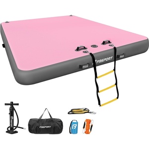 image:imageFBSPORT Inflatable Floating Dock Lake Floats for Adults Floating Docks Platform Island Raft NonSlip Inflatable Water Dock Mat for Pool Beach Ocean 10ft 8ft 6ftGray Pink