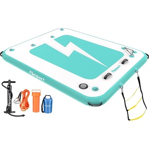 image:imageFBSPORT Inflatable Floating Dock Lake Floats for Adults Floating Docks Platform Island Raft NonSlip Inflatable Water Dock Mat for Pool Beach Ocean 10ft 8ft 6ftGreen Lighting