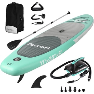image:imageFBSPORT 11336 Paddle Boards wElectric PumpInflatable Stand Up Paddle Board withCarry Bag NonSlip Deck Leash Adjustable Paddle for Youth amp Adult BeginnerSUP Paddleboard 400LBS Capacity